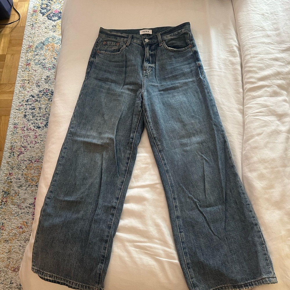 Pistola High Rise Blue Wide Leg Jeans